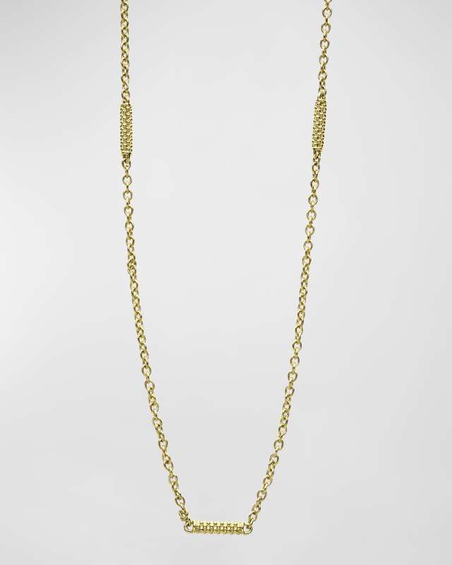 18K Gold Superfine Caviar Beaded 5-Station Chain Necklace