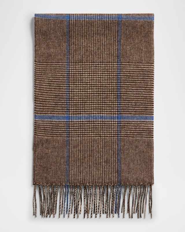 Men's Illinois Silk and Cashmere Houndstooth Scarf