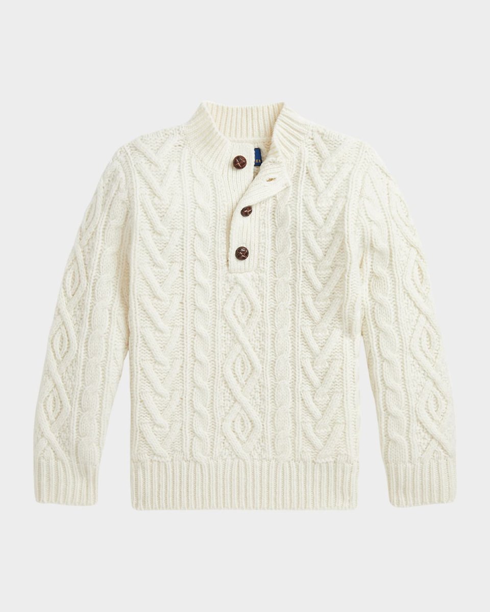 Boy's Cashmere Blend Cable Knit Sweater, Size 2-