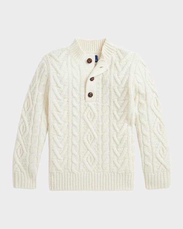 Boy's Cashmere Blend Cable Knit Sweater, Size 2-