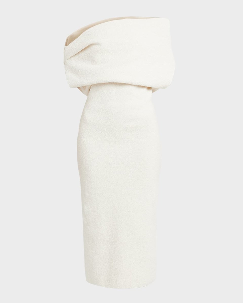 Debra Off-Shoulder Boucle Midi Dress