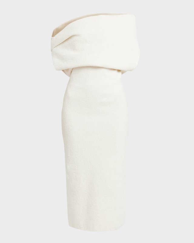 Debra Off-Shoulder Boucle Midi Dress