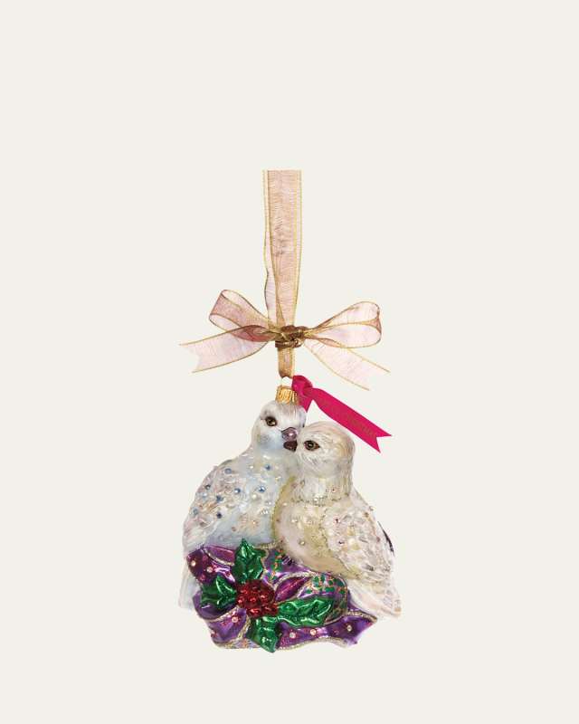 Two Turtle Doves Glass Ornament
