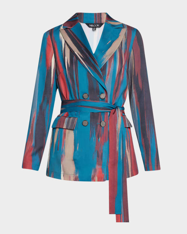 Double-Breasted Brushstroke Woven Blazer