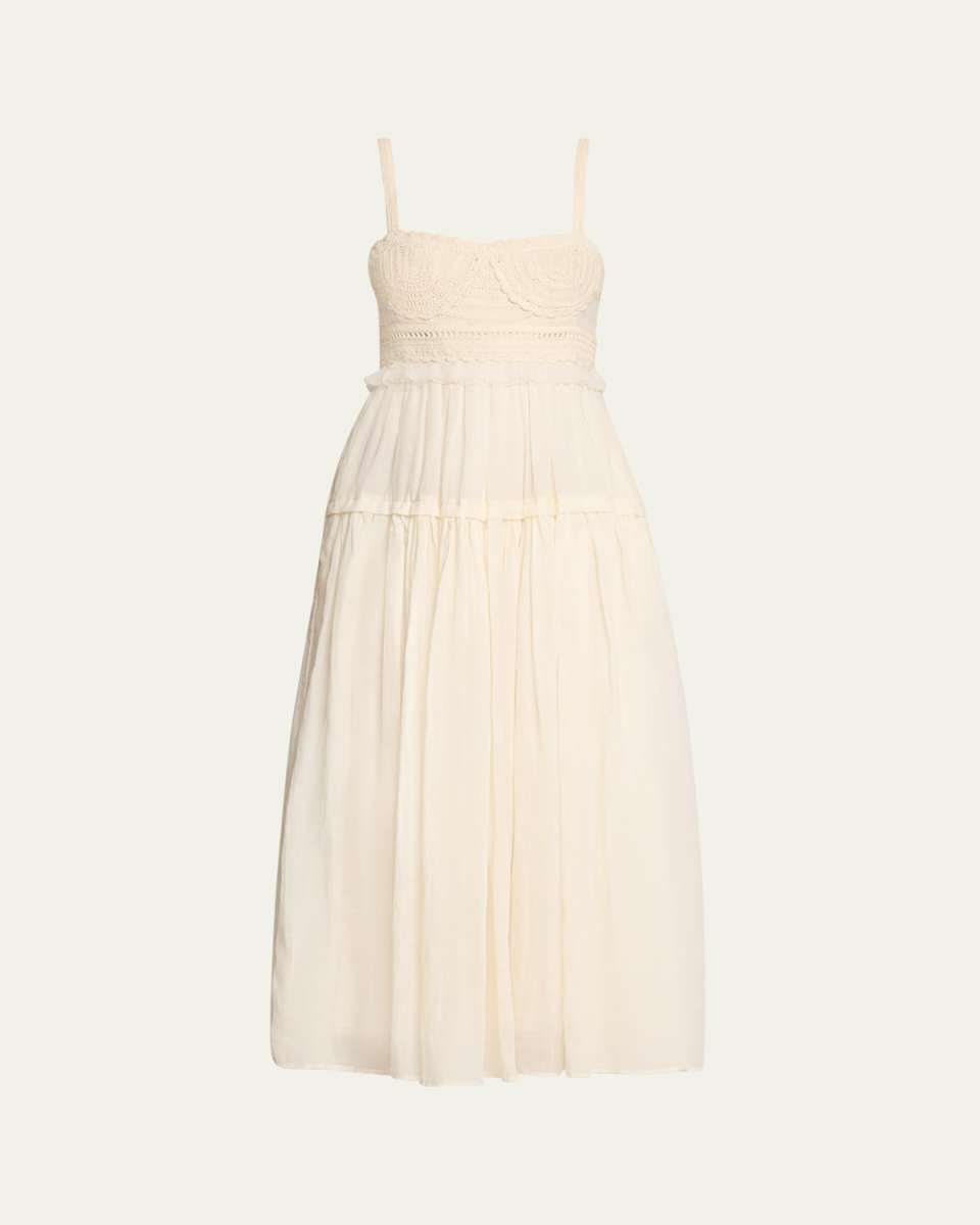 Gisella Embroidered A-Line Midi Dress