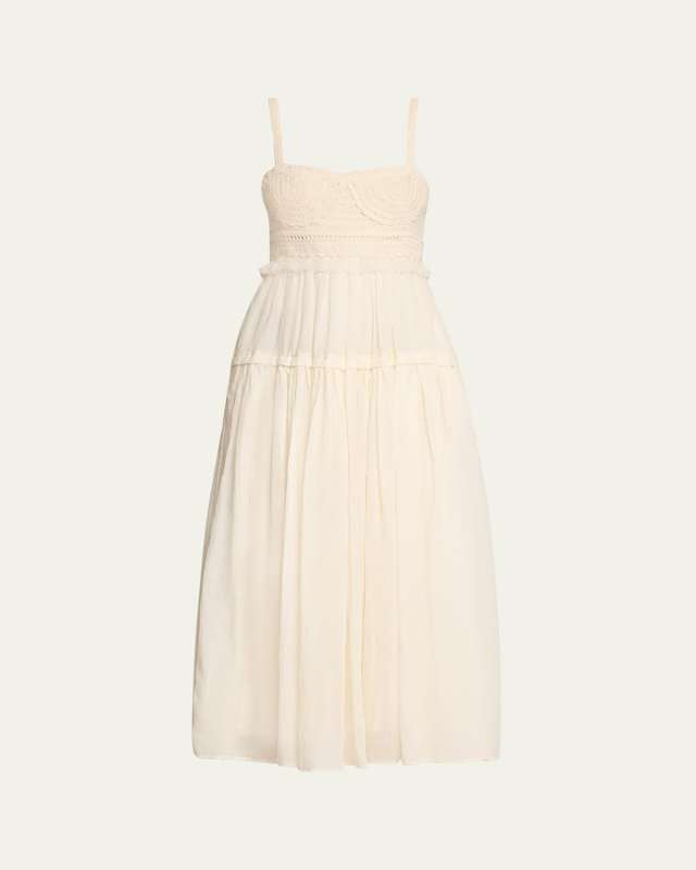 Gisella Embroidered A-Line Midi Dress