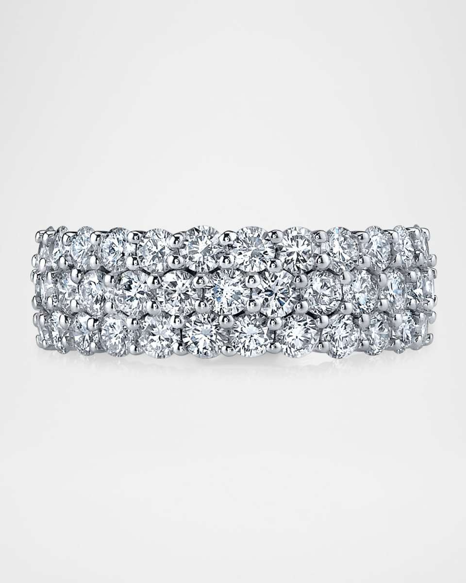 x Danielle Klein Platinum 3-Row Diamond Prong-Set Eternity Band Ring, 4.3tcw