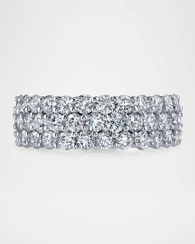 x Danielle Klein Platinum 3-Row Diamond Prong-Set Eternity Band Ring, 4.3tcw