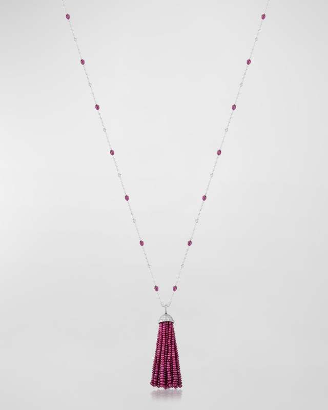 Ruby and Diamond Tassel Necklace