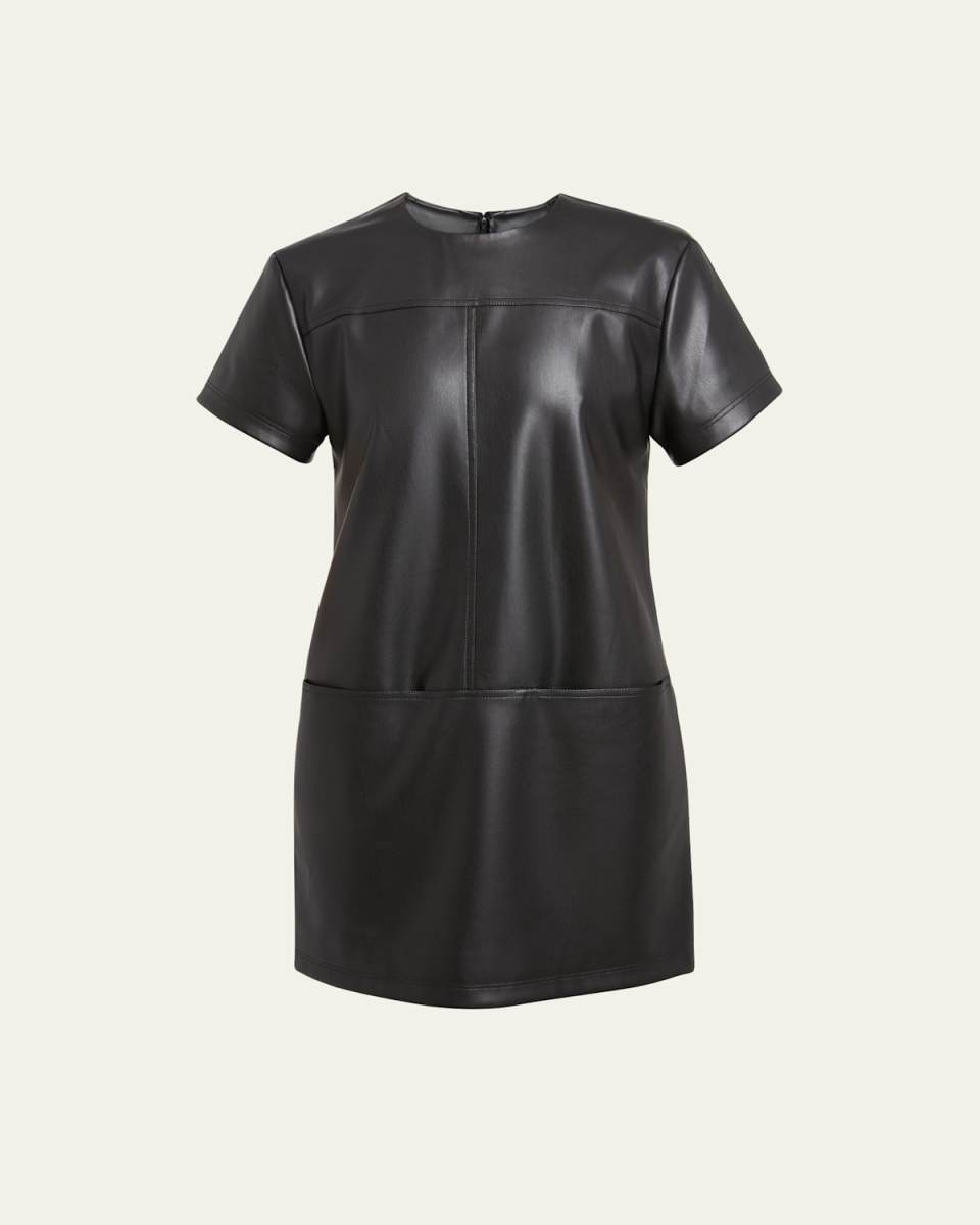 Sonny Short-Sleeve Faux-Leather Mini Dress