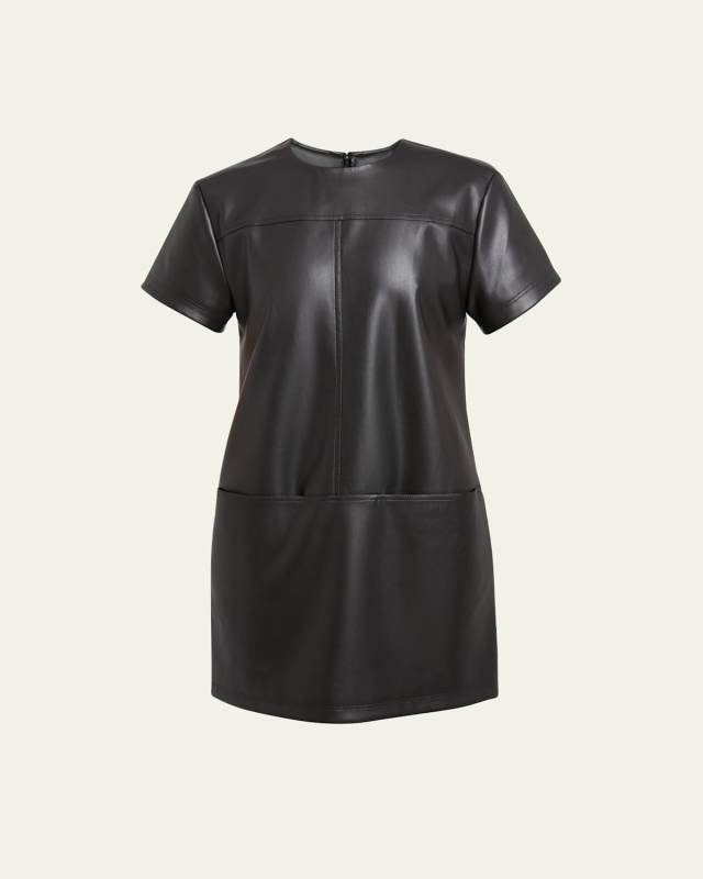 Sonny Short-Sleeve Faux-Leather Mini Dress