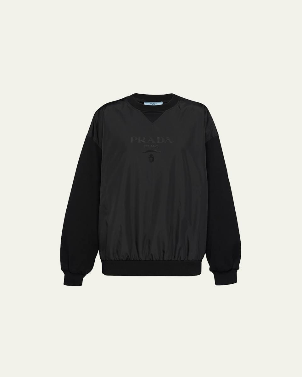 Recycled Nylon Fleece-Sleeve Pullover Top
