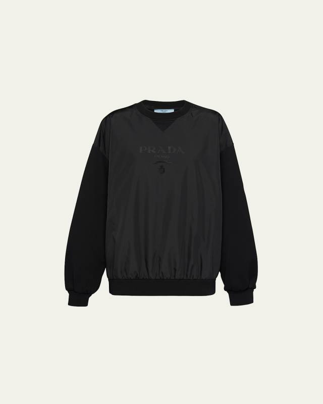 Recycled Nylon Fleece-Sleeve Pullover Top