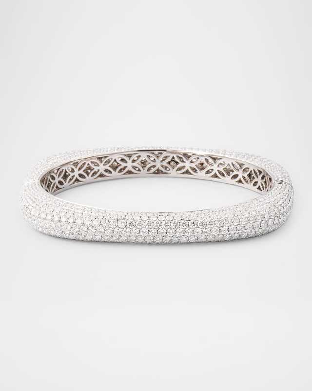 18K White Gold Full Diamond Bangle
