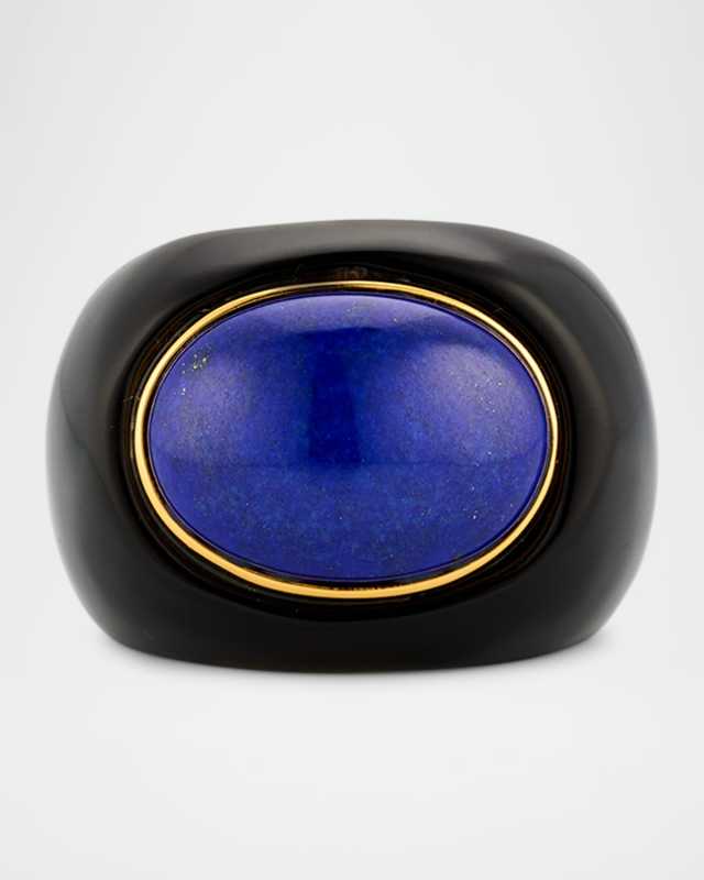 Lapis and Black Obsidian Ring