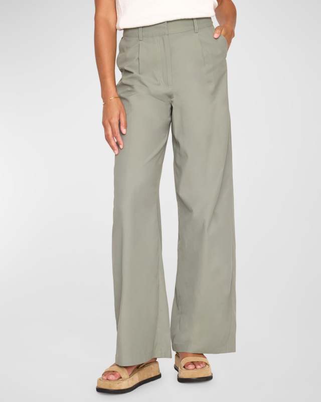 Joya Pleated High-Rise Wide-Leg Pants