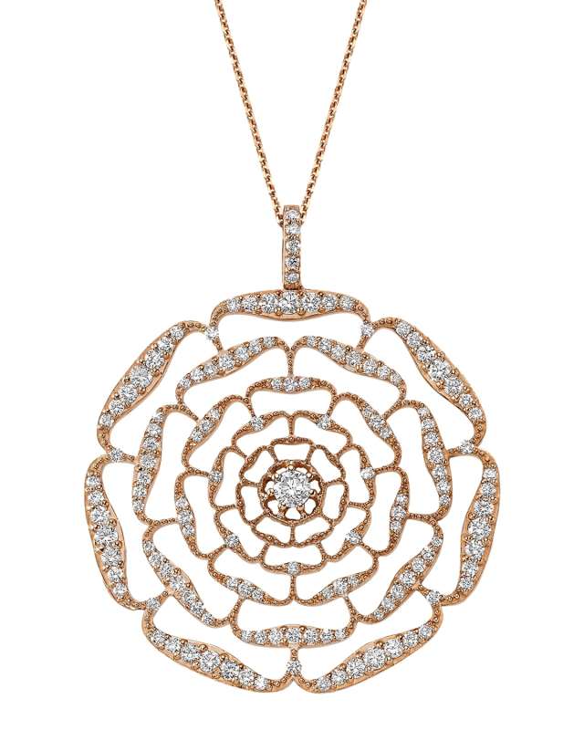 Rosa Mundi 14k Open Diamond Pendant Necklace