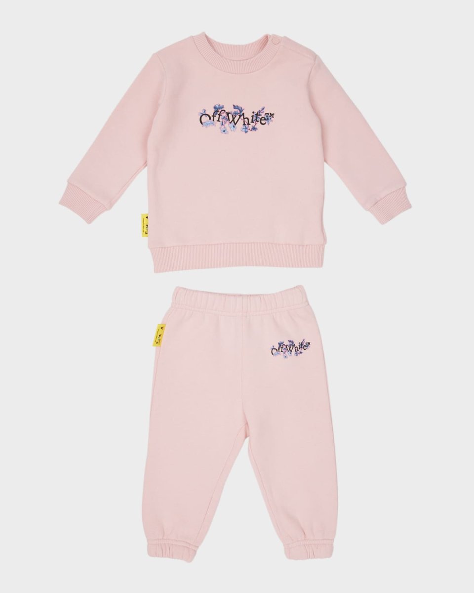Girl's Bookish Floral Logo-Print Sweat Set, Size