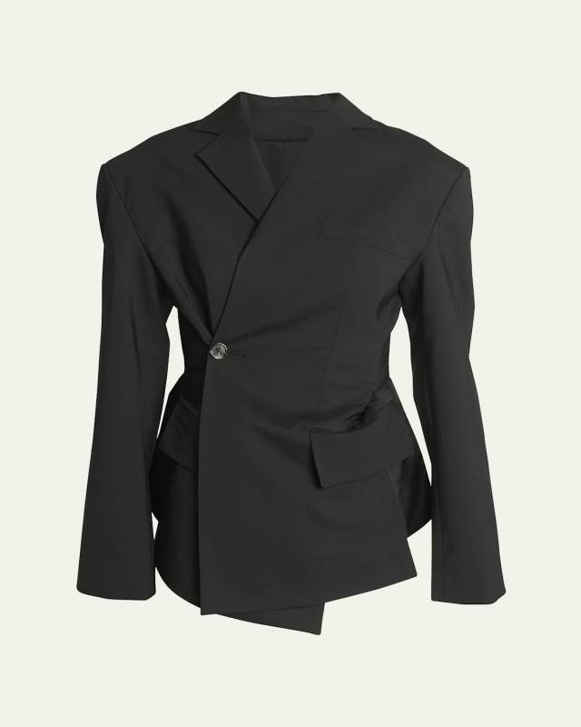 Backless Single-Breasted Jacket with Ties