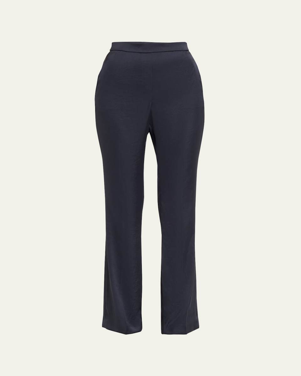 Crushed Satin Slim Pull-On Pants
