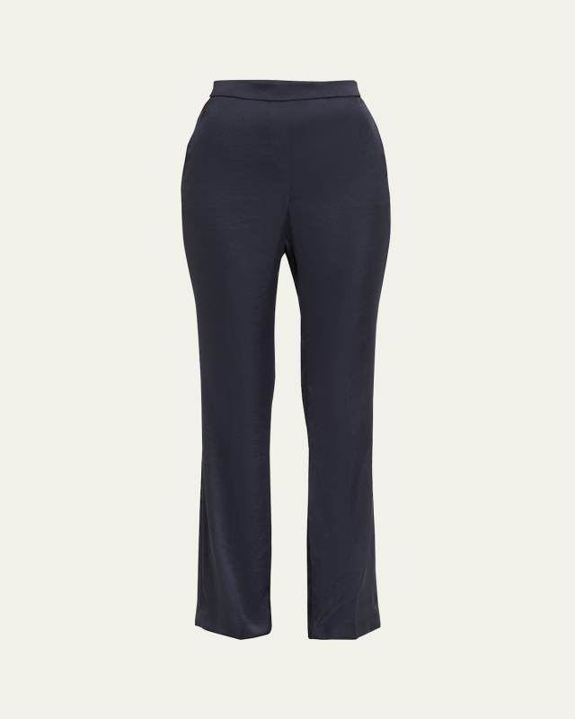 Crushed Satin Slim Pull-On Pants
