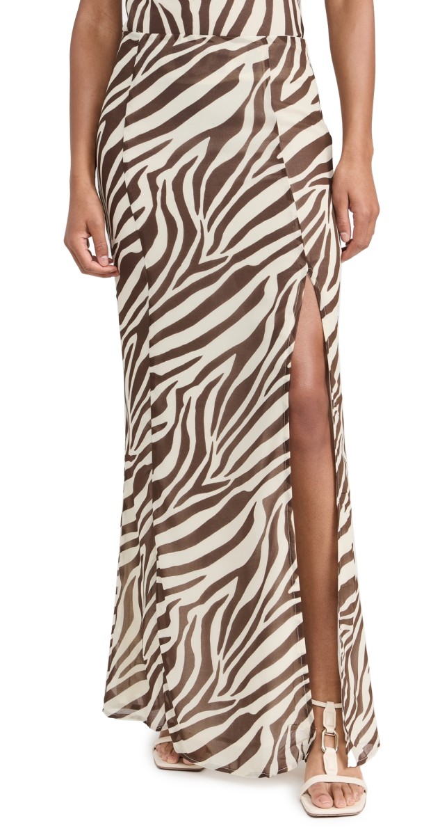 Runaway the Label Belina Maxi Skirt Zebra Chocolate