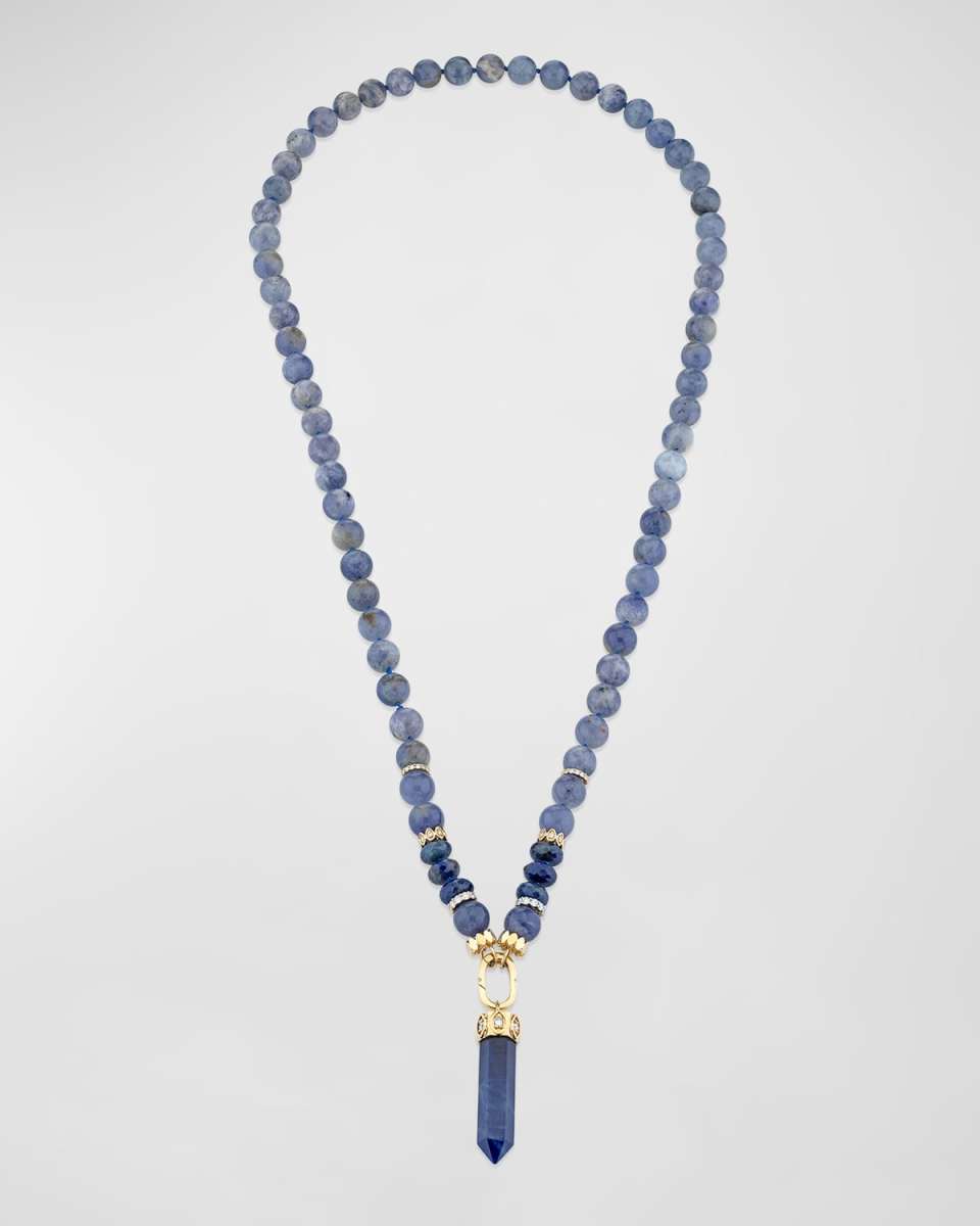 Sapphire Crystal and Diamond Bead Necklace