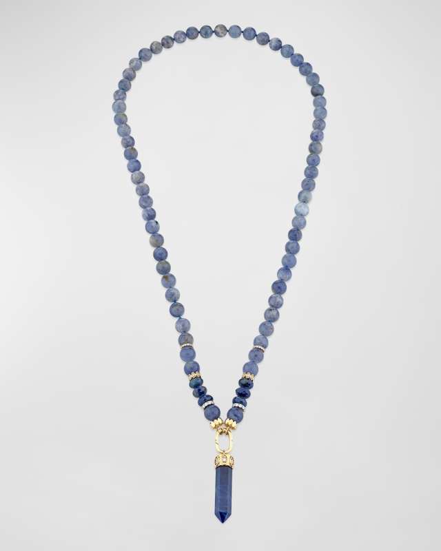 Sapphire Crystal and Diamond Bead Necklace