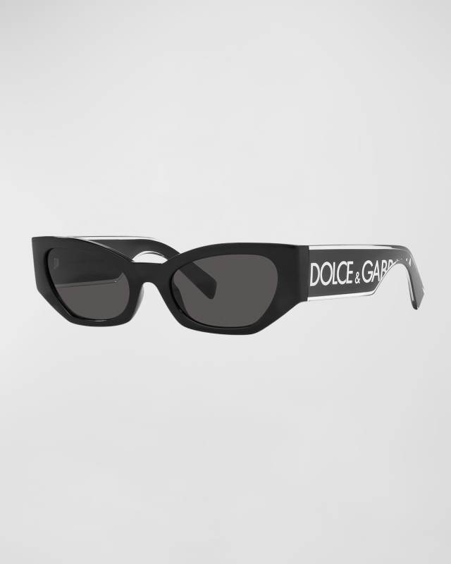 Monochrome Graphic Logo Plastic Cat-Eye Sunglasses