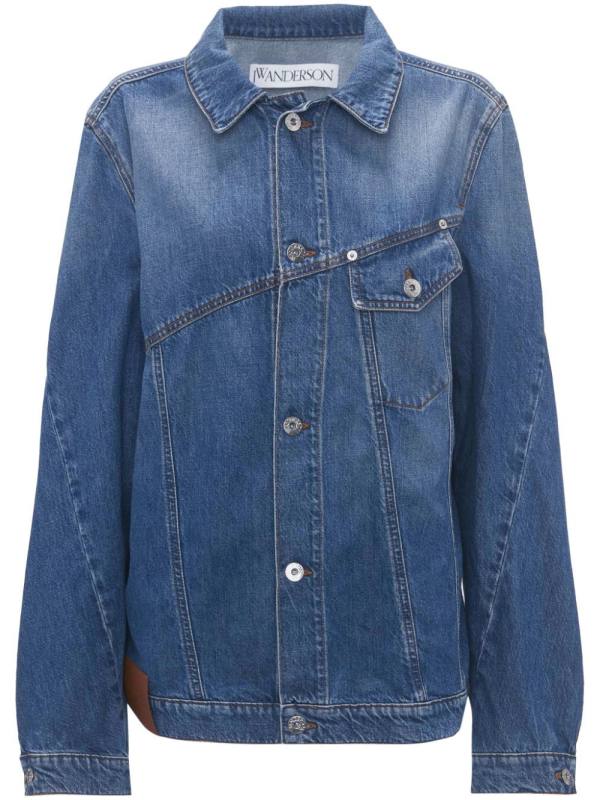 anchor-logo deconstructed denim jacket