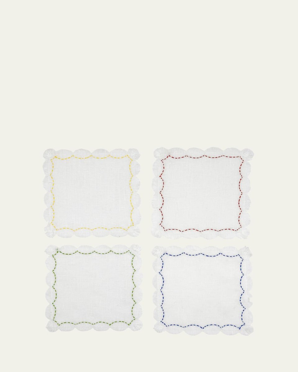 Petal Embroidered Cocktail Napkins, Set of 4