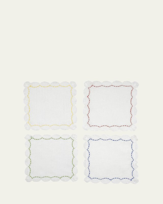 Petal Embroidered Cocktail Napkins, Set of 4