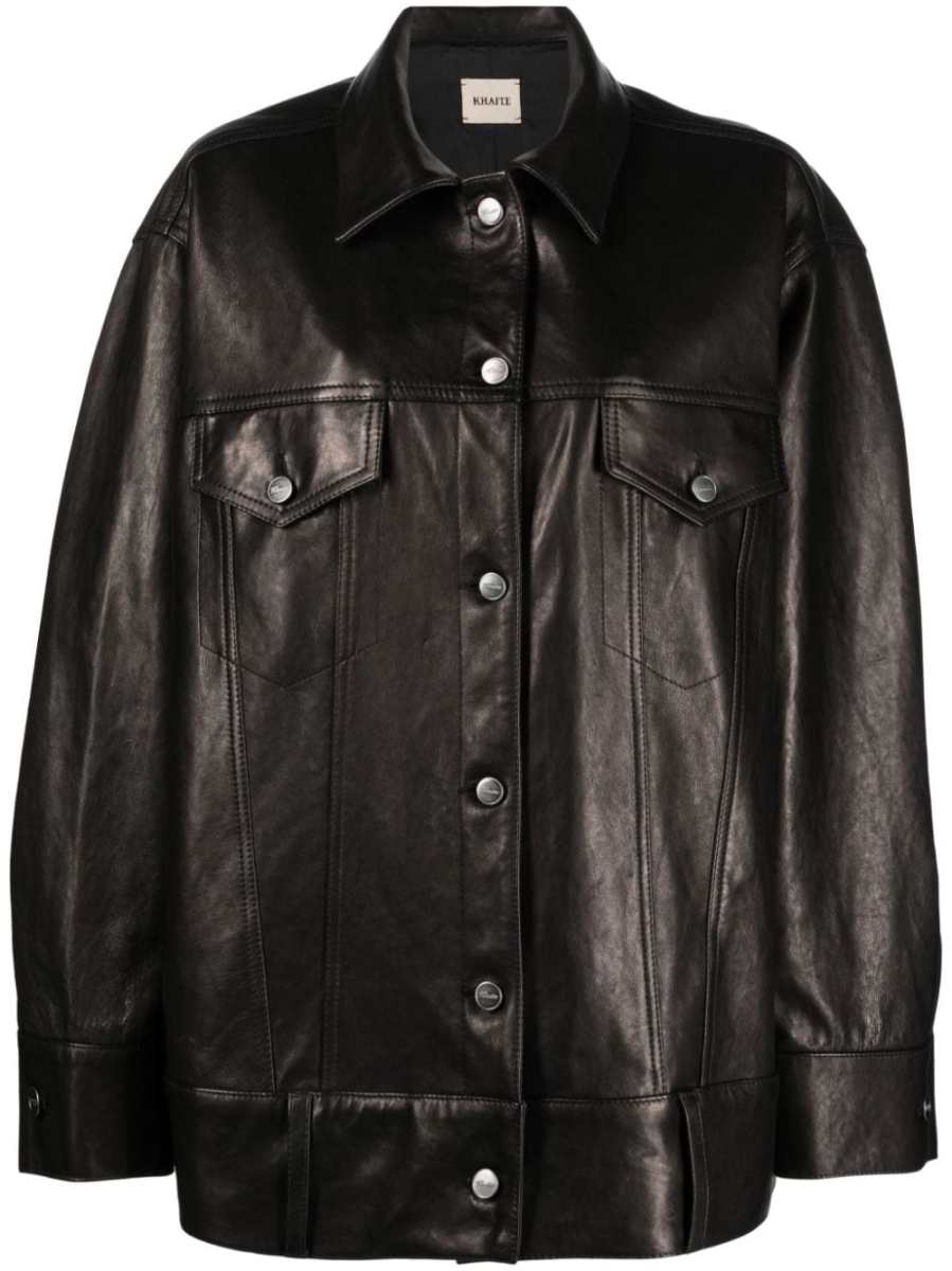 polished-finish button-fastening jacket