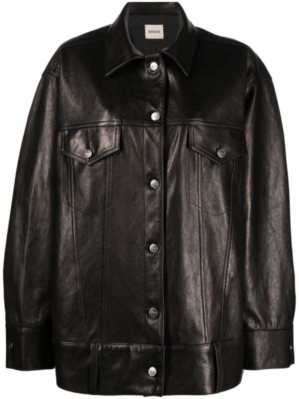 polished-finish button-fastening jacket