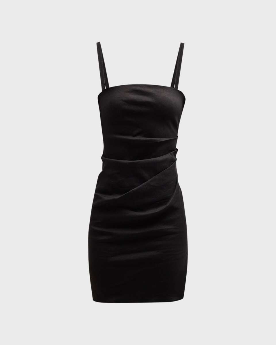 The Nadege Asymmetric Pleated Mini Dress
