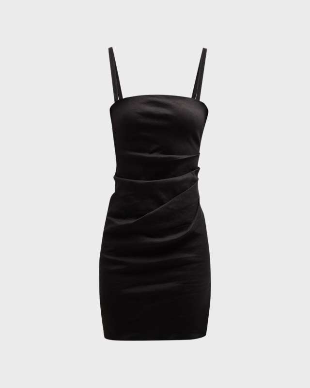 The Nadege Asymmetric Pleated Mini Dress