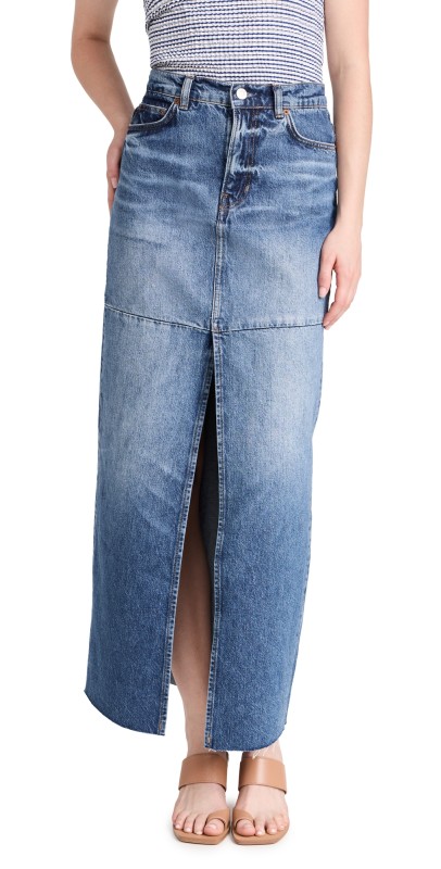 Reformation Tazz Maxi Denim Skirt Hemlock