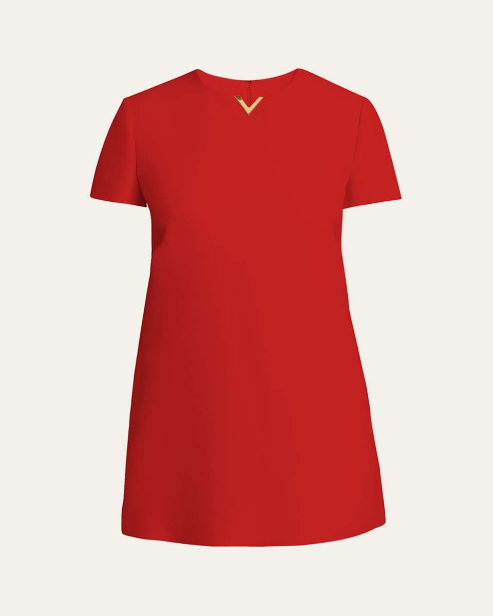 Crepe Couture Mini Dress with Logo Hardware