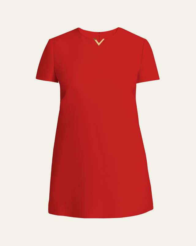 Crepe Couture Mini Dress with Logo Hardware