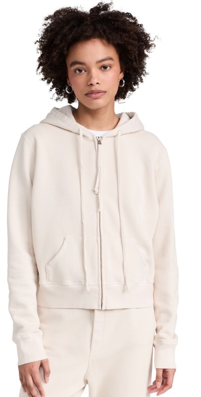 Nili Lotan Callie Zip Hoodie Chalk