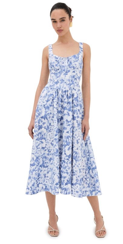 Reformation Baila Linen Dress Larkspur