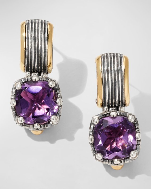 Delos Two-Tone Amethyst Earrings