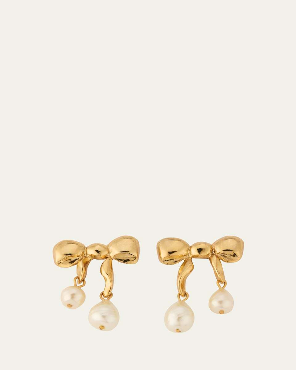 Heart & Bow Resin Pearl Earrings