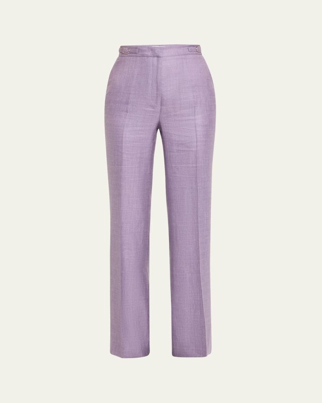 Vesta Mid-Rise Buckle-Waist Wide-Leg Pants