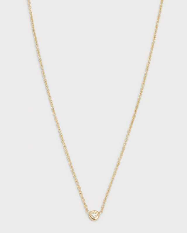 14K Gold Mini Bezel Diamond 0.03ct Necklace