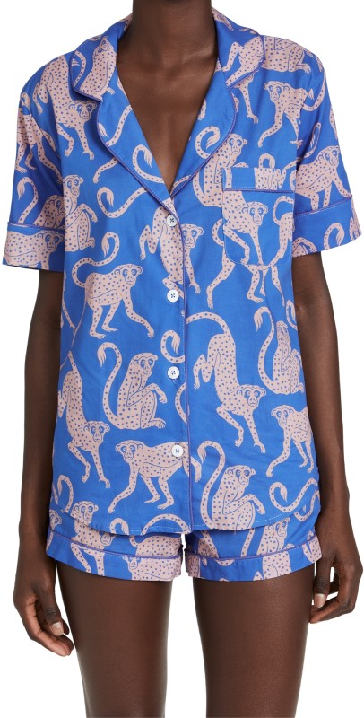 Desmond & Dempsey Womens Short Sleeve Set Chango Blue/Pink