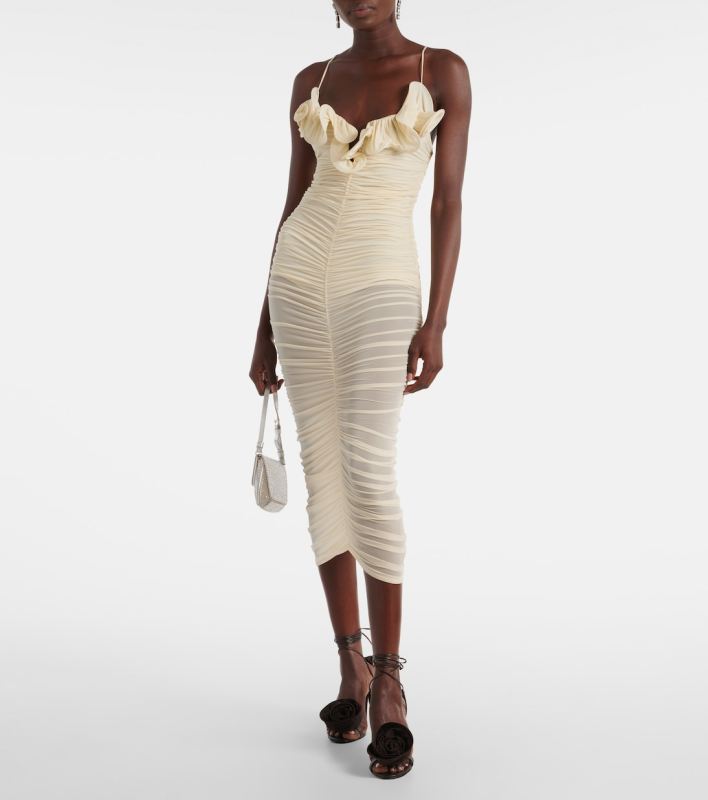 MAGDA BUTRYM Semi-sheer ruched jersey midi dress