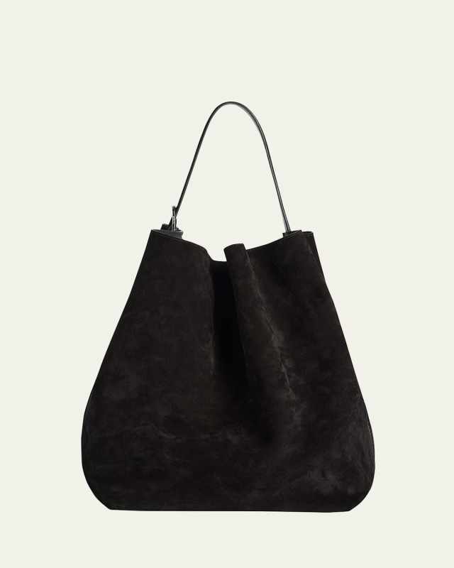 Belted Tote Bag in Suede