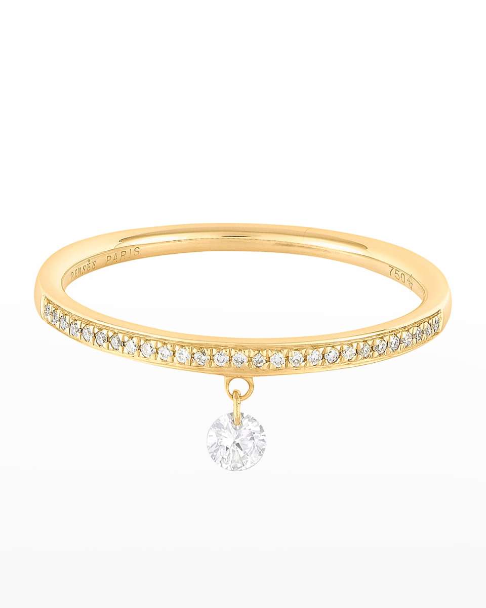 Zeus Diamond Band Ring with Single Hanging Diamond