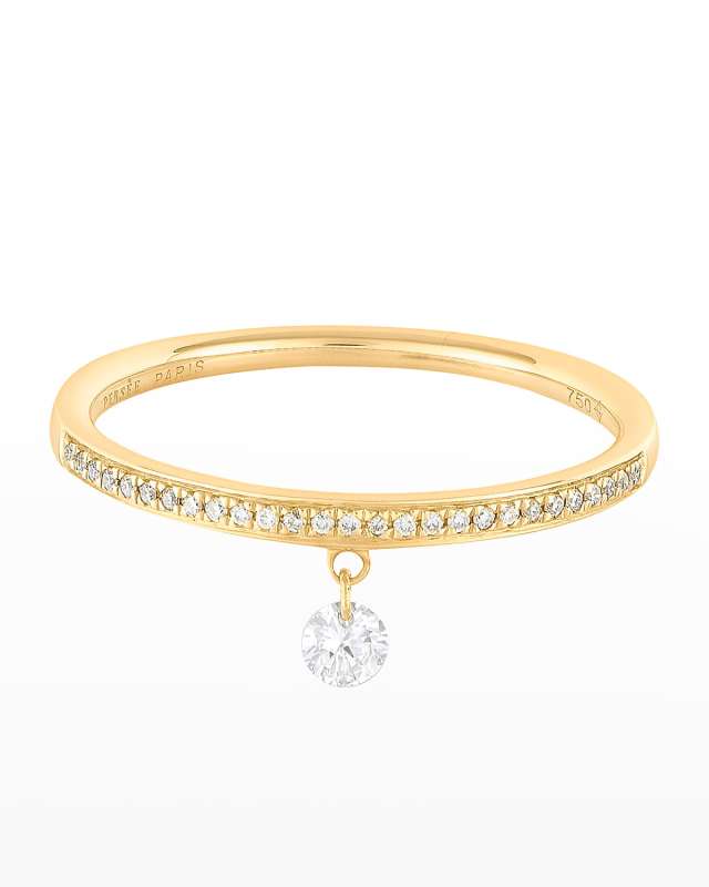 Zeus Diamond Band Ring with Single Hanging Diamond
